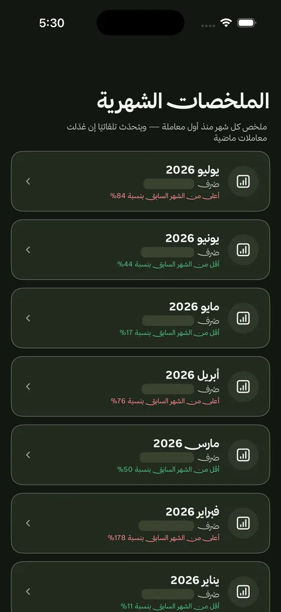 شاشة الأرشيف والتقارير في أثـــــر