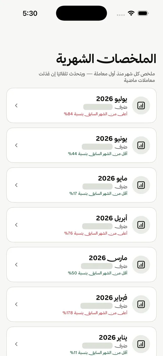 شاشة الأرشيف والتقارير في أثـــــر